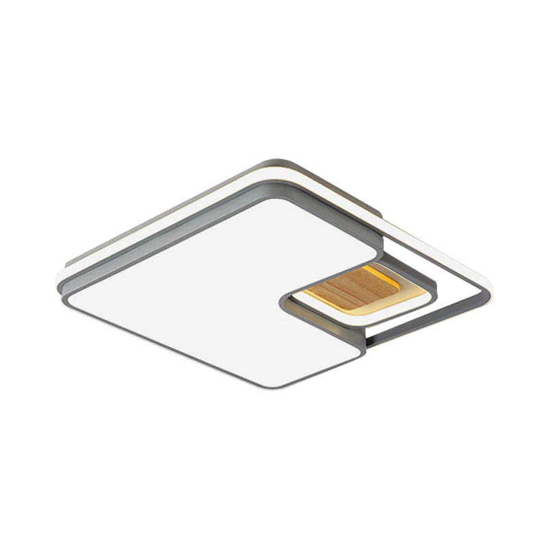 Minimalist Rectangular/Square LED Flushmount Ceiling Light in Grey/Black with Warm/White Light
