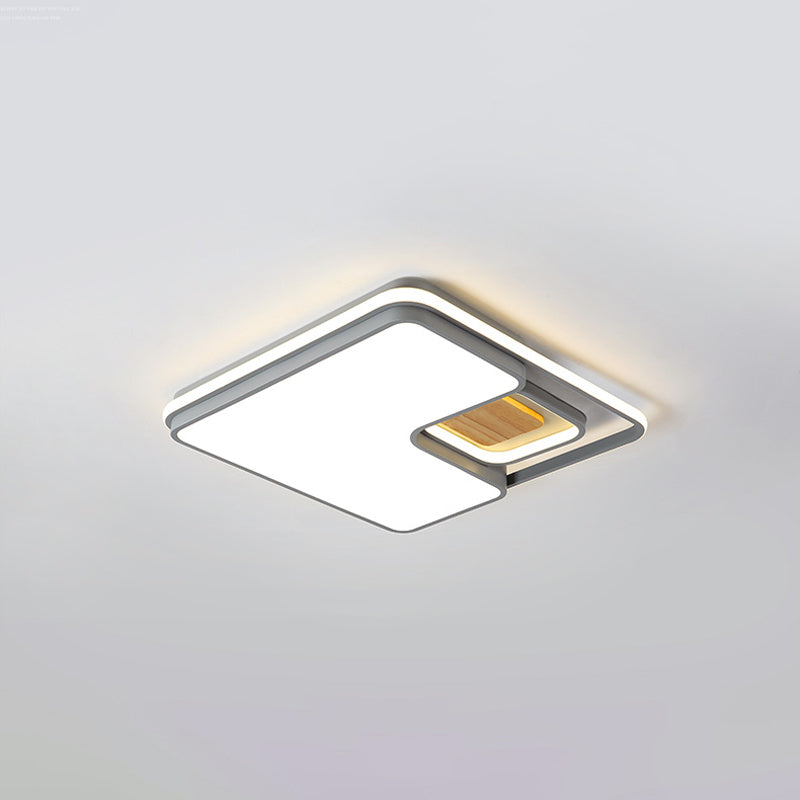 Minimalist Rectangular/Square LED Flushmount Ceiling Light in Grey/Black with Warm/White Light
