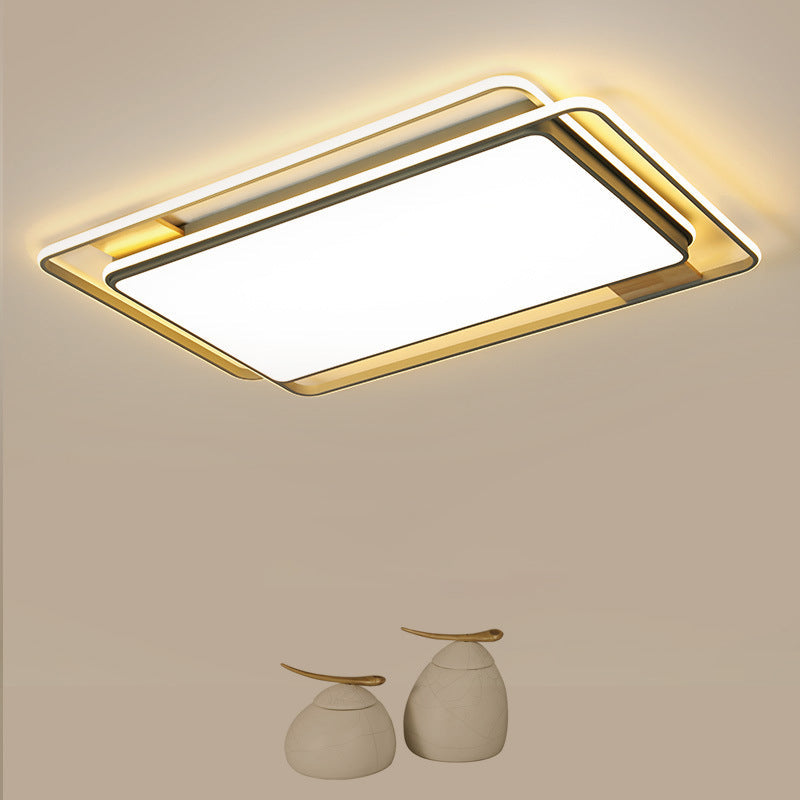Simple Grey Led Rectangle Flush Mount Light Acrylic Close To Ceiling Lamp Warm/White/3 Color 37.5/43