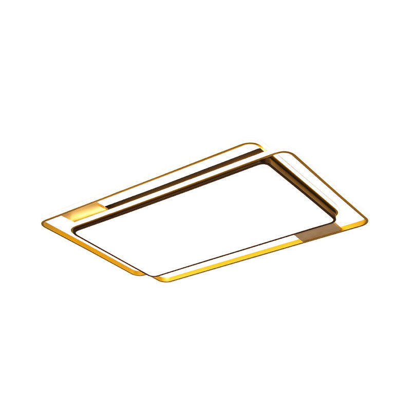 Simple Grey LED Rectangle Flush Mount Light, Acrylic Close to Ceiling Lamp, Warm/White/3 Color Light, 37.5"/43" W