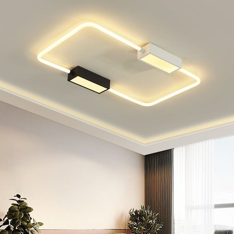 Modern LED Ceiling Mount Lamp: White Round/Square/Rectangular Flush Mount with Acrylic Shade – Warm/White Light