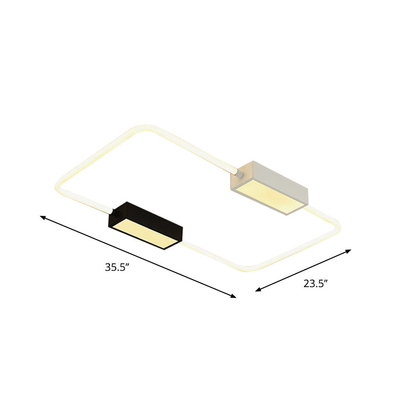 Modern LED Ceiling Mount Lamp: White Round/Square/Rectangular Flush Mount with Acrylic Shade – Warm/White Light