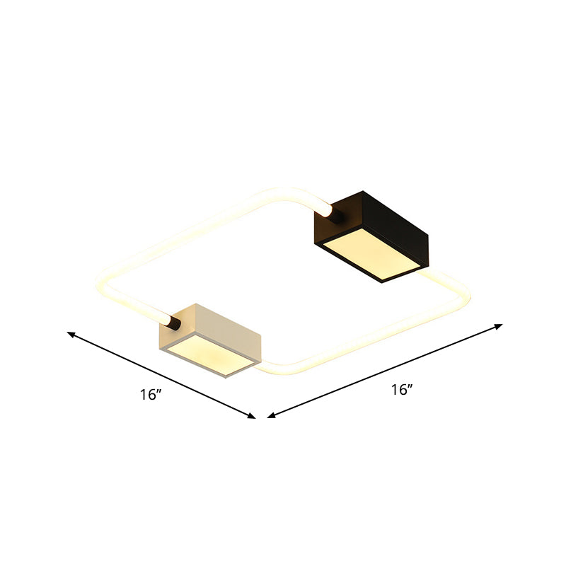 Modern LED Ceiling Mount Lamp: White Round/Square/Rectangular Flush Mount with Acrylic Shade – Warm/White Light