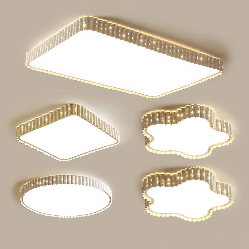 Modern Iron Gold Led Flushmount Ceiling Lamp With Circle Cutouts - Square/Flower/Rectangle Flush