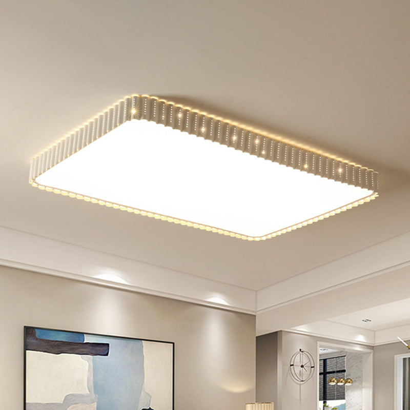 Modern Iron Gold LED Flushmount Ceiling Lamp with Circle Cutouts - Square/Flower/Rectangle Flush Mount Light in Warm/White Light