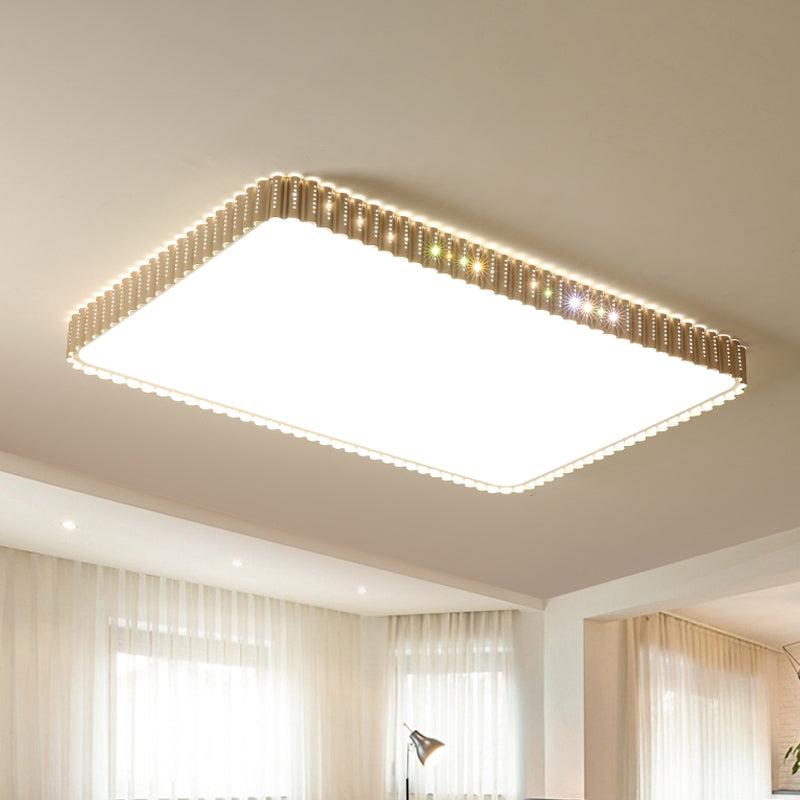 Modern Iron Gold Led Flushmount Ceiling Lamp With Circle Cutouts - Square/Flower/Rectangle Flush