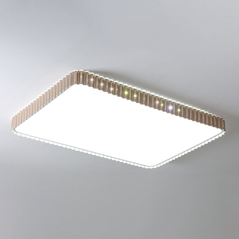 Modern Iron Gold Led Flushmount Ceiling Lamp With Circle Cutouts - Square/Flower/Rectangle Flush