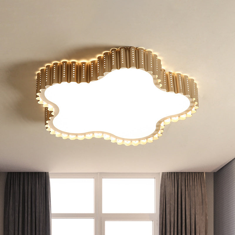 Modern Iron Gold LED Flushmount Ceiling Lamp with Circle Cutouts - Square/Flower/Rectangle Flush Mount Light in Warm/White Light