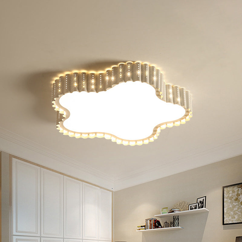 Modern Iron Gold LED Flushmount Ceiling Lamp with Circle Cutouts - Square/Flower/Rectangle Flush Mount Light in Warm/White Light