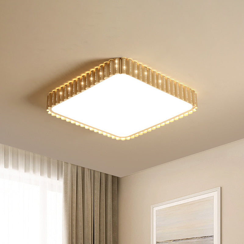 Modern Iron Gold LED Flushmount Ceiling Lamp with Circle Cutouts - Square/Flower/Rectangle Flush Mount Light in Warm/White Light