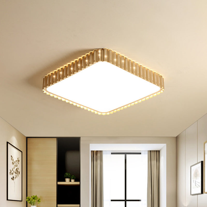 Modern Iron Gold Led Flushmount Ceiling Lamp With Circle Cutouts - Square/Flower/Rectangle Flush