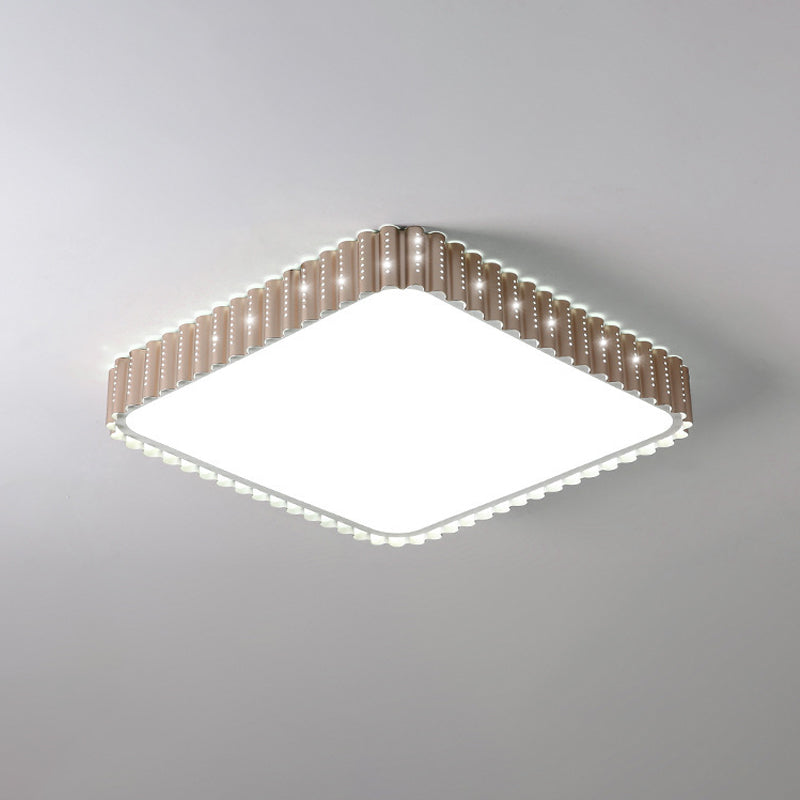 Modern Iron Gold Led Flushmount Ceiling Lamp With Circle Cutouts - Square/Flower/Rectangle Flush