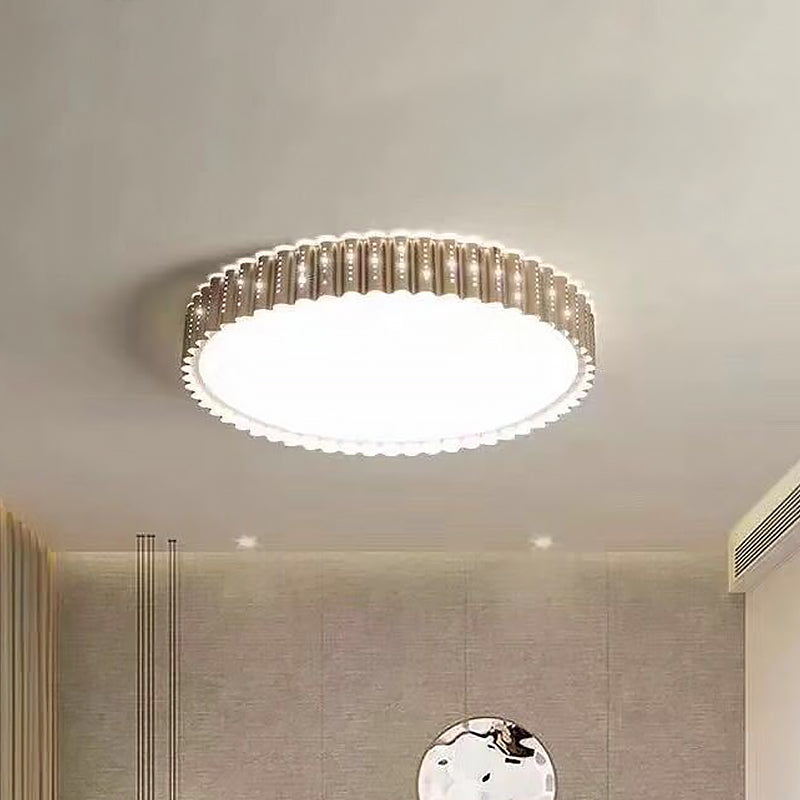 Modern Iron Gold LED Flushmount Ceiling Lamp with Circle Cutouts - Square/Flower/Rectangle Flush Mount Light in Warm/White Light