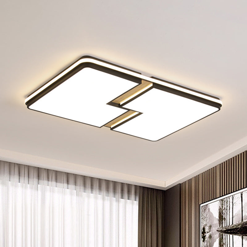 Minimalistic Black & White LED Flushmount Ceiling Light with Split Design and Multi-Color Options