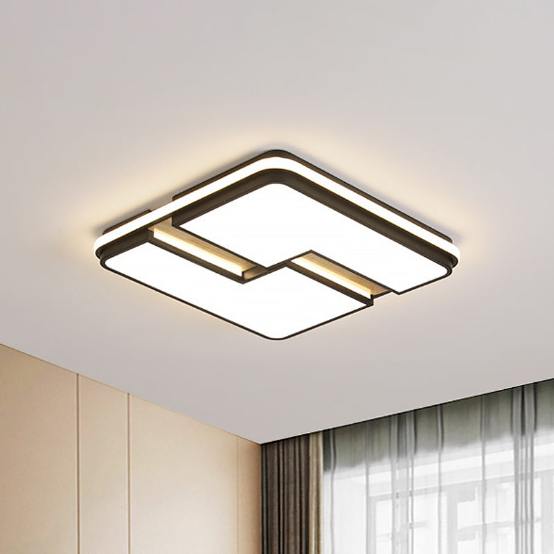 Minimalistic Black & White Led Flushmount Ceiling Light With Split Design And Multi-Color Options /