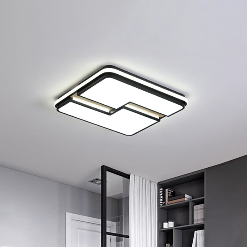 Minimalistic Black & White LED Flushmount Ceiling Light with Split Design and Multi-Color Options