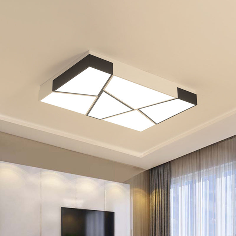 Modern Acrylic Tangram LED Flush Mount Light in Black and White with 3 Color Options