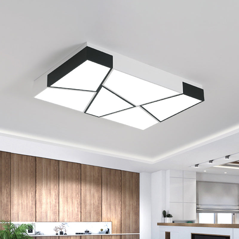 Modern Acrylic Tangram Led Flush Mount Light In Black And White With 3 Color Options