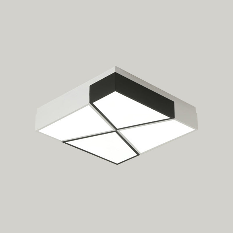Modern Acrylic Tangram LED Flush Mount Light in Black and White with 3 Color Options