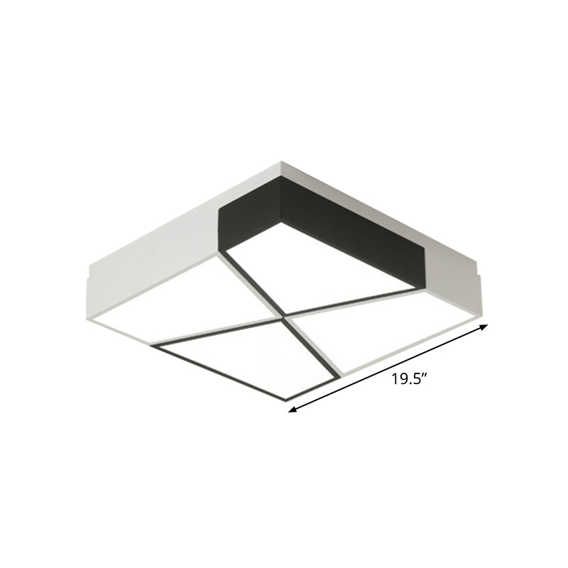 Modern Acrylic Tangram Led Flush Mount Light In Black And White With 3 Color Options