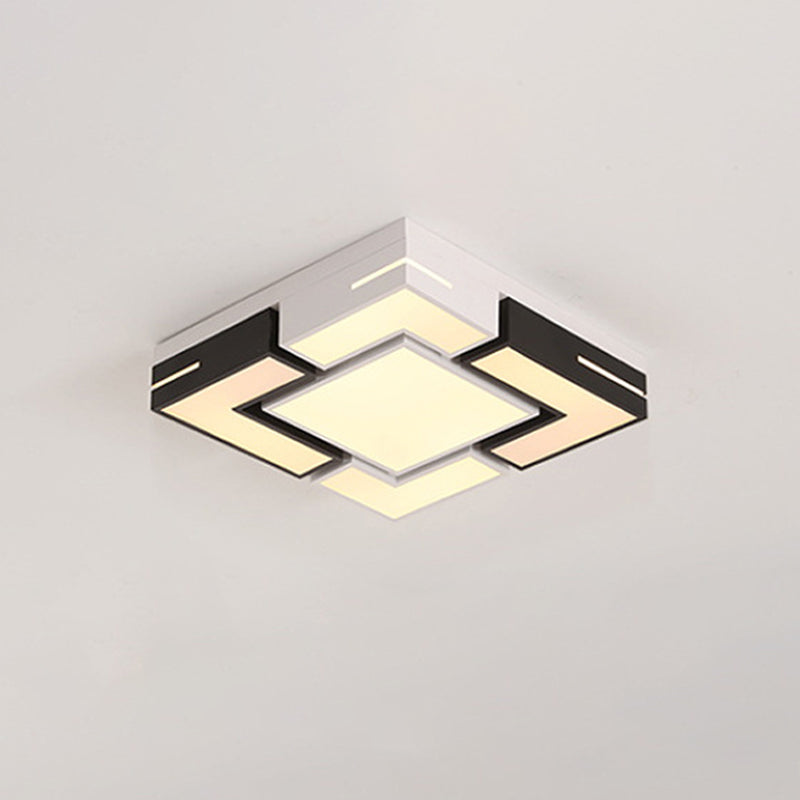 Plafonnier LED carré moderne avec épissure noir-blanc et 3 options de couleurs