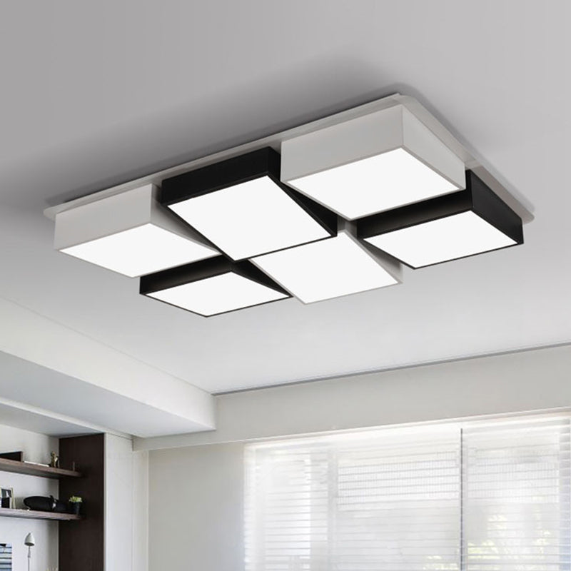 Nordic Metal LED Flushmount Ceiling Light with 4/6 Lights in Black and White Checkered Design