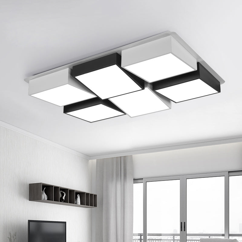 Nordic Metal LED Flushmount Ceiling Light with 4/6 Lights in Black and White Checkered Design