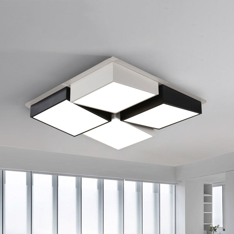 Nordic Metal LED Flushmount Ceiling Light with 4/6 Lights in Black and White Checkered Design