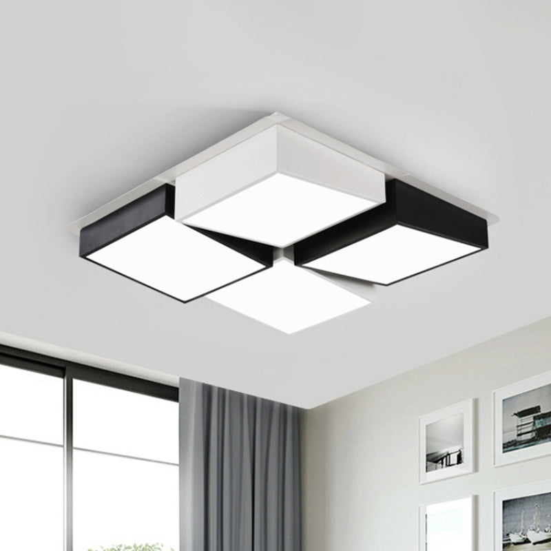 Nordic Metal LED Flushmount Ceiling Light with 4/6 Lights in Black and White Checkered Design