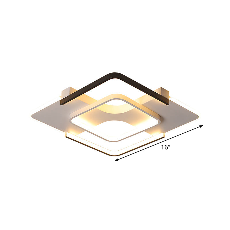 Minimalist Led Ceiling Flush Mount Light With Acrylic Shade In Black & White Warm/White/3 Color