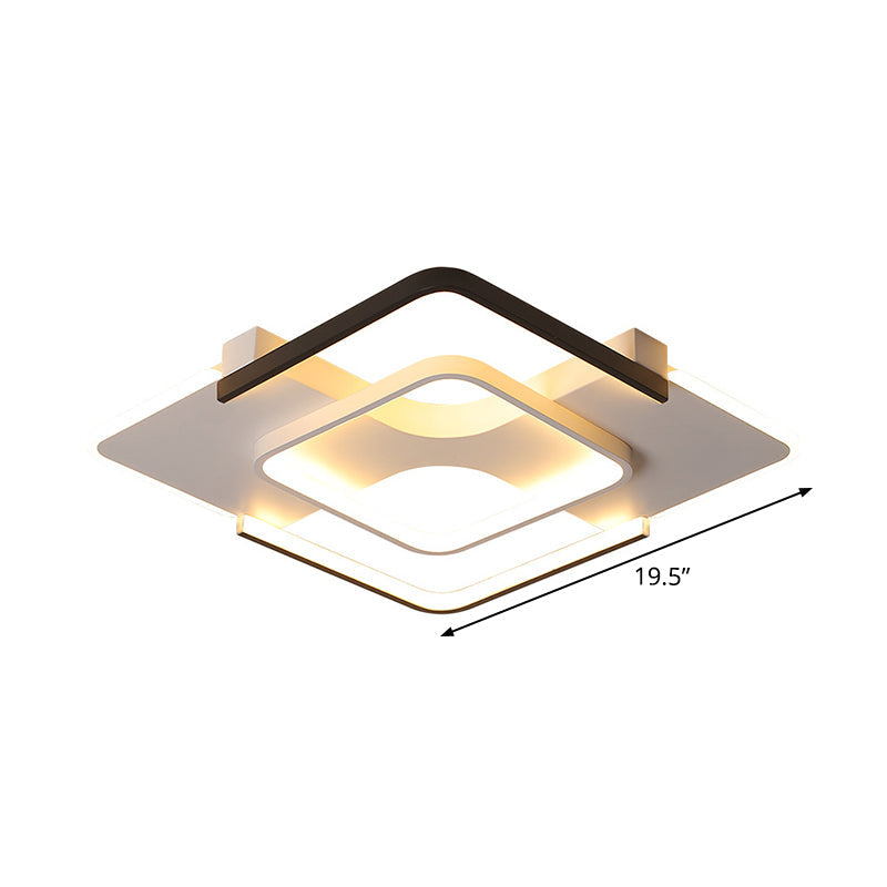 Minimalist Led Ceiling Flush Mount Light With Acrylic Shade In Black & White Warm/White/3 Color