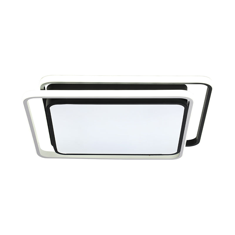 Minimalist Square Acrylic Led Ceiling Flush Mount Light Fixture In Black/White - Warm/White/3 Color