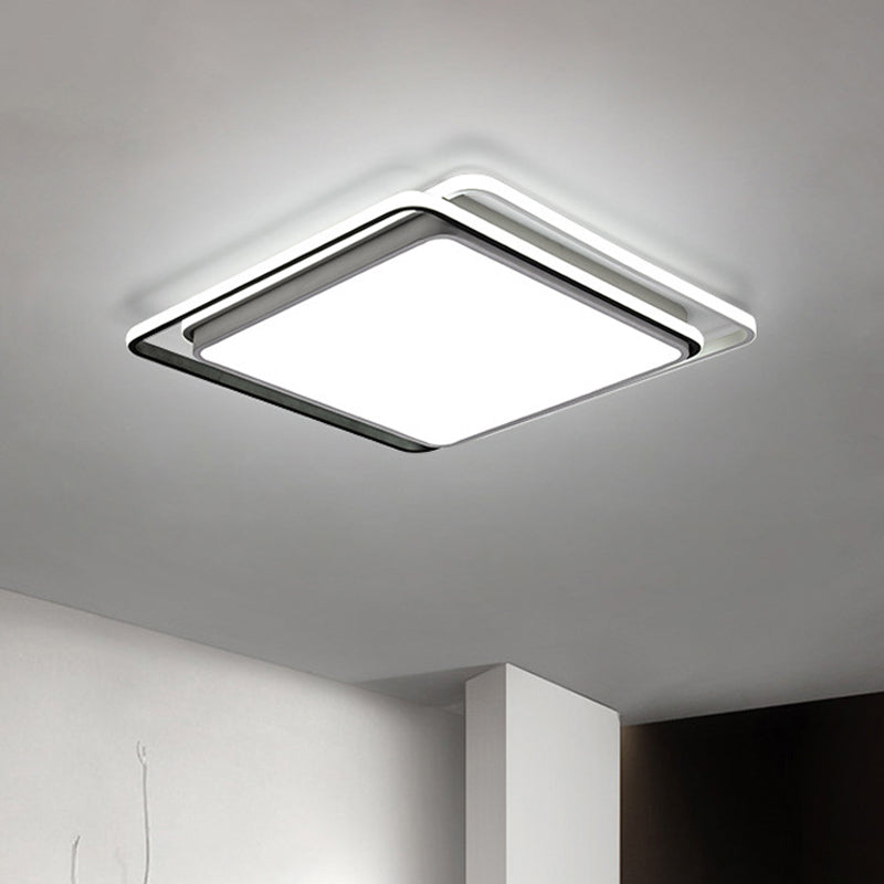 Minimalist Square Acrylic Led Ceiling Flush Mount Light Fixture In Black/White - Warm/White/3 Color