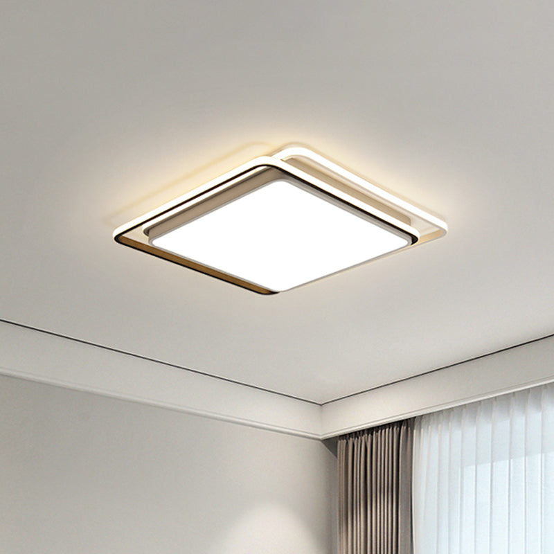 Minimalist Square Acrylic Led Ceiling Flush Mount Light Fixture In Black/White - Warm/White/3 Color