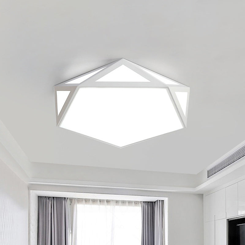 16.5/20.5 Modern Black/White Led Flush Ceiling Light - Foyer Flush-Mount Fixture With Pentagon