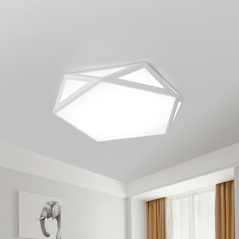 16.5/20.5 Modern Black/White Led Flush Ceiling Light - Foyer Flush-Mount Fixture With Pentagon