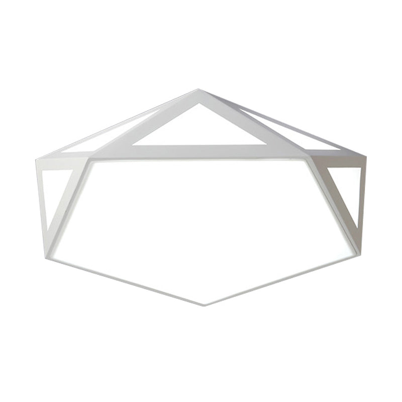 16.5"/20.5" Modern Black/White LED Flush Ceiling Light - Foyer Flush-Mount Fixture with Pentagon Acrylic Shade