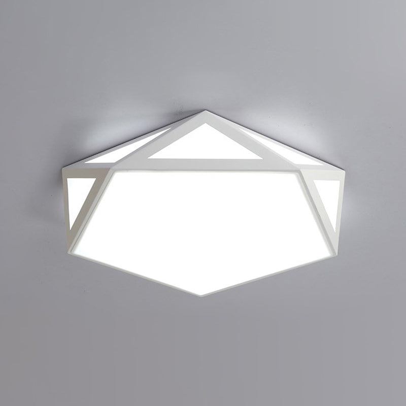 16.5/20.5 Modern Black/White Led Flush Ceiling Light - Foyer Flush-Mount Fixture With Pentagon