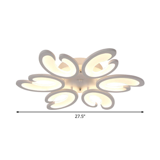 Contemporary Petal Semi Flush Chandelier: Acrylic 6/9/15-Bulb Ceiling Mount Light For Living Rooms