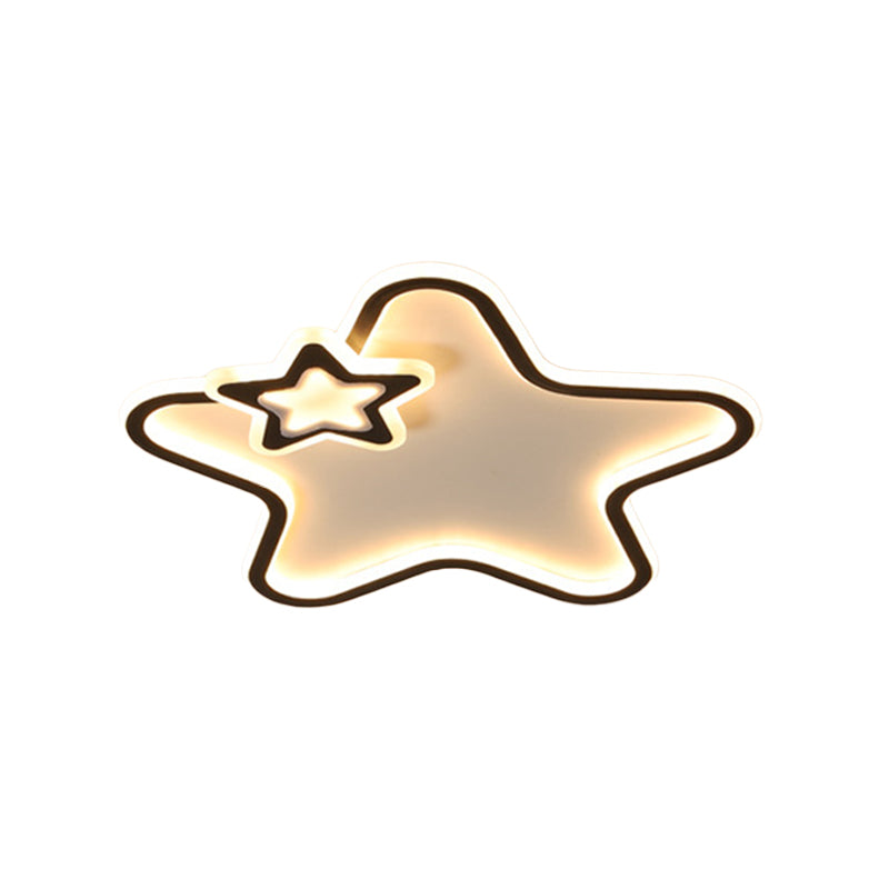 Kid's Star Flush Ceiling Light: Cartoon Acrylic Black/Blue/Pink LED Lamp (Warm/White Light)