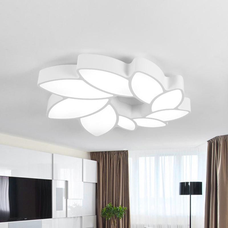 Sleek Flush Mount LED Acrylic Ceiling Light: White Wreath Design with Warm/White/3-Color Lighting for Living Room