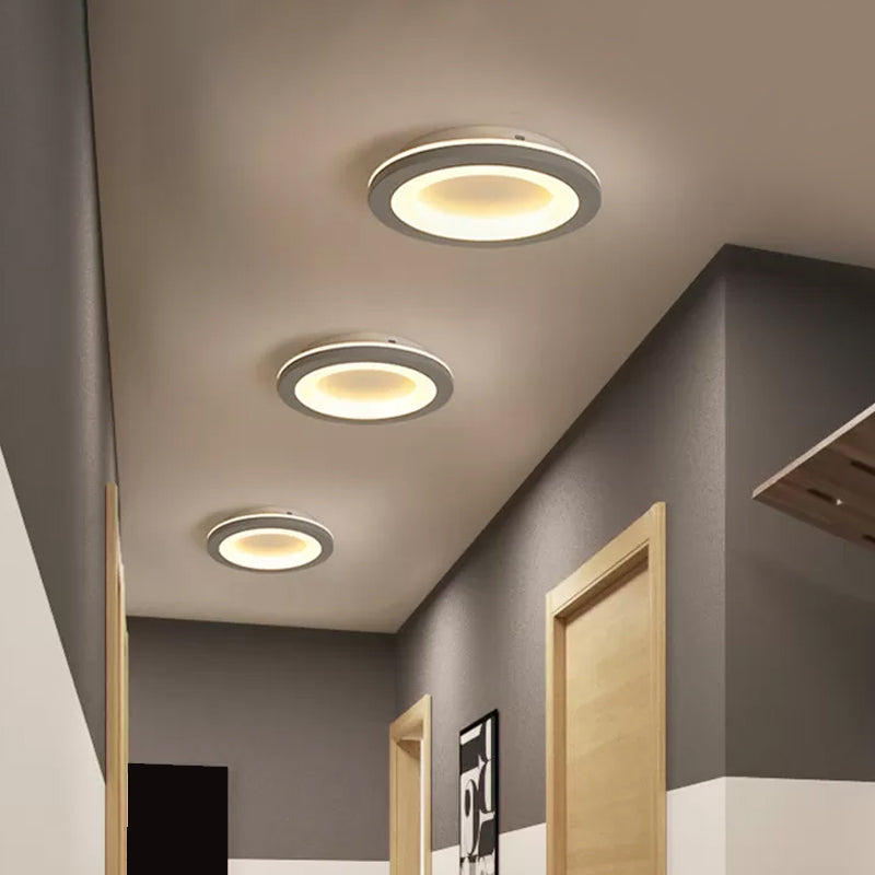 Nordic Integrated Led Ceiling Light In Grey Flower/Square/Pentagon Design With Acrylic Shade -