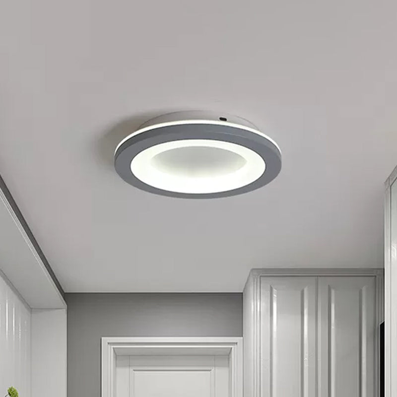 Nordic Integrated Led Ceiling Light In Grey Flower/Square/Pentagon Design With Acrylic Shade -