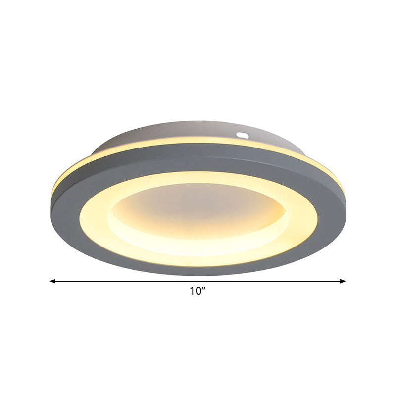 Nordic Integrated Led Ceiling Light In Grey Flower/Square/Pentagon Design With Acrylic Shade -