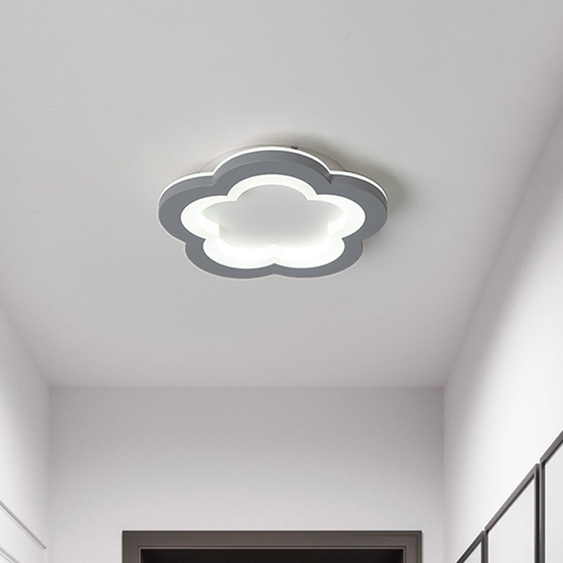 Nordic Integrated Led Ceiling Light In Grey Flower/Square/Pentagon Design With Acrylic Shade -