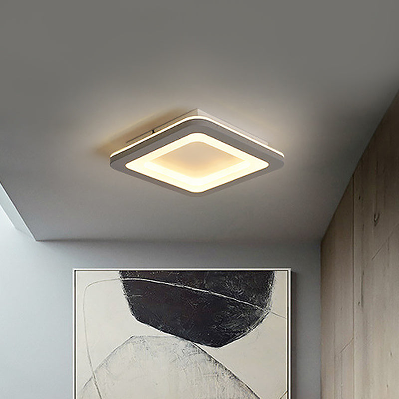 Nordic Integrated Led Ceiling Light In Grey Flower/Square/Pentagon Design With Acrylic Shade -