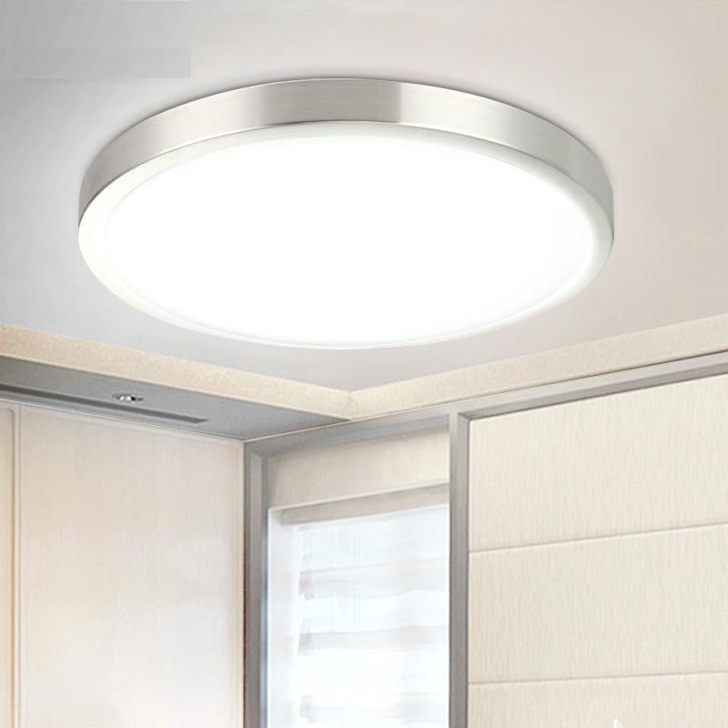 Silver Round Flush Ceiling Light - 14"/16" Wide LED Acrylic Flush Mount Lamp in Warm/White Light for Living Room