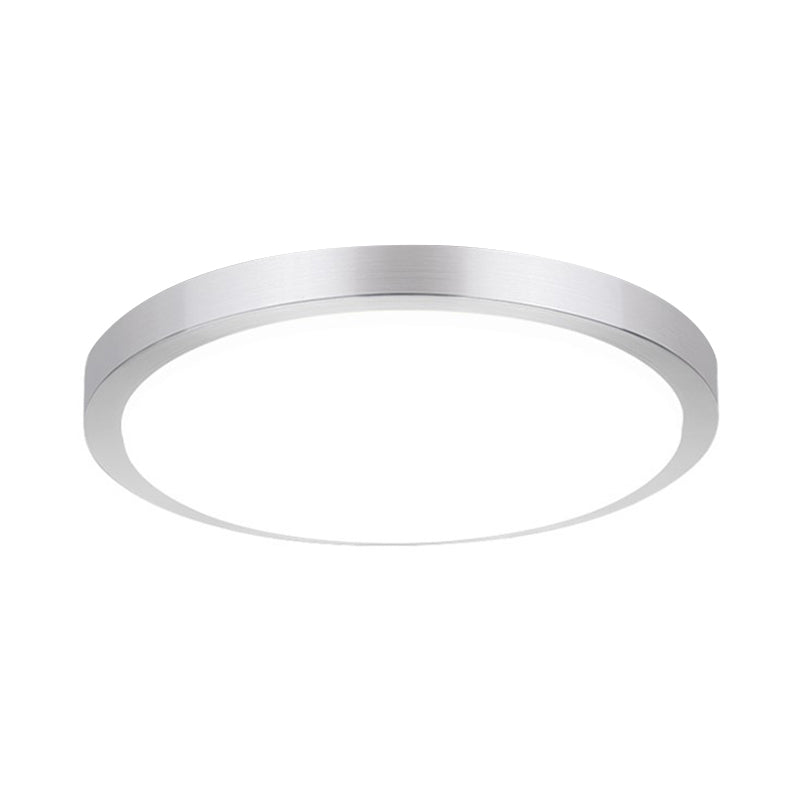 Silver Round Flush Ceiling Light - 14/16 Wide Led Acrylic Mount Lamp In Warm/White For Living Room