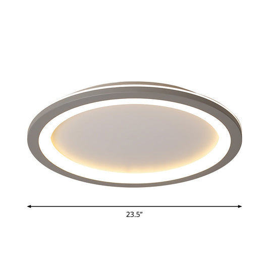 Sleek Disc-Shaped Led Bedroom Flush Mount Ceiling Light In Grey/White Multiple Sizes Available