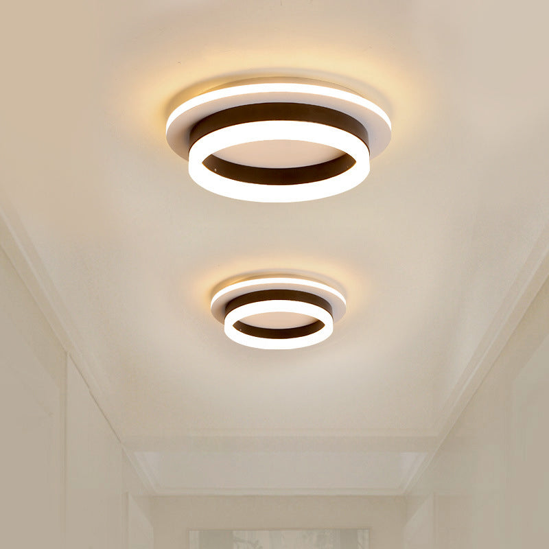 Minimalistic Flush Ceiling Light - Round/Square Acrylic LED Flushmount Lighting in Black/White for Bedroom